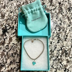 Tiffany & Co. Blue Heart Tag Bead Bracelet
